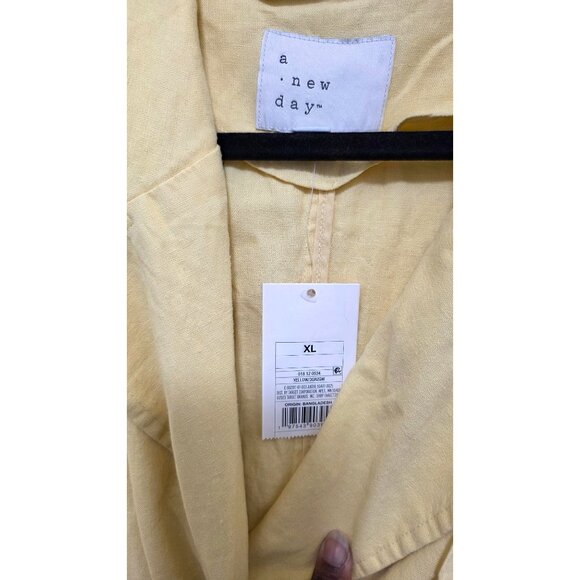 NWT A New Day Women's Vintage-Inspired Light Yellow Linen Blend Double-Breasted - Picture 6 of 8
